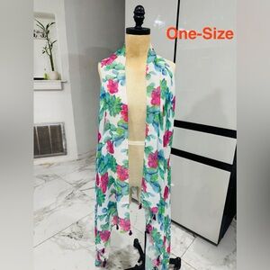 Floral Scarf with Pink and Green Accents
